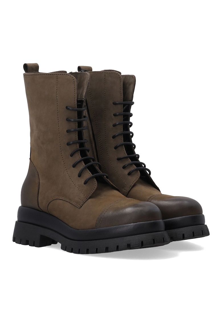 Botine verzi din nubuc cu talpa tip tractor