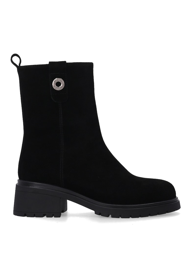 Cizme de dama din piele intoarsa cu talpa inalta