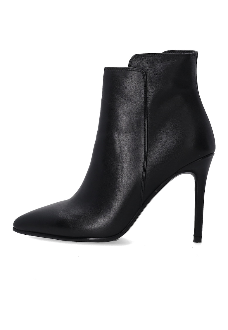 Botine de dama din piele cu toc inalt si caramb asimetric