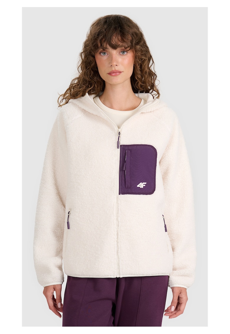 Polar Sherpa - Alb Ecru - Croiala Regular - Buzunare Fermoar