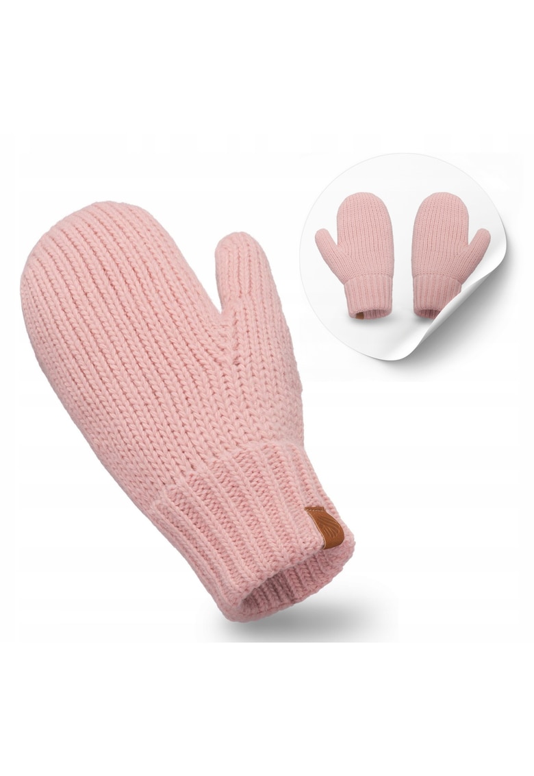 Manusi de iarna pentru femei - 20680-009 - universale - roz - cu un singur deget - tricotate dublu - rezistente la inghet - moi - durabile - rezistente la deformare - ideale pentru plimbarile de iarna - produs polonez - material: 85% acril - 15% poliami