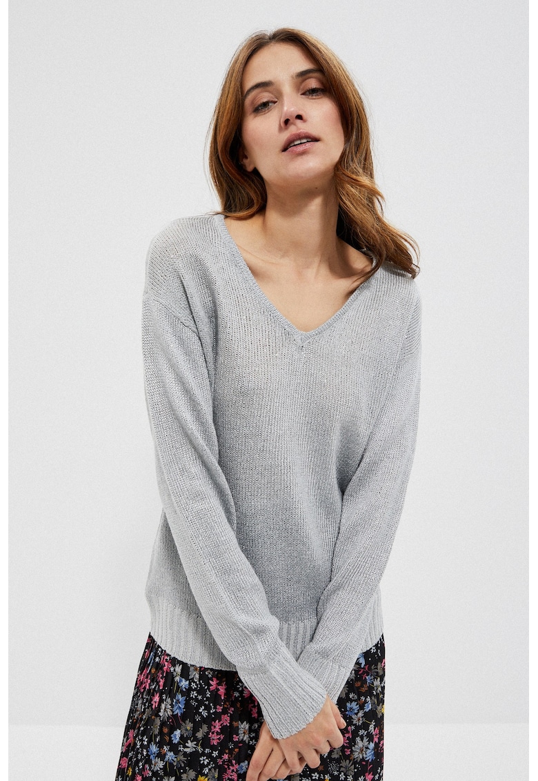 Pulover argintiu cu decolteu spate - Silver Grey