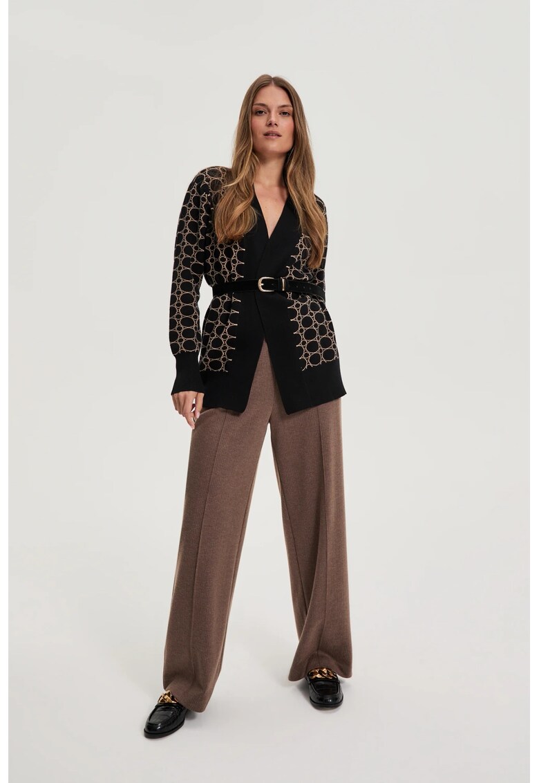 Cardigan negru cu model geometric Black - Negru