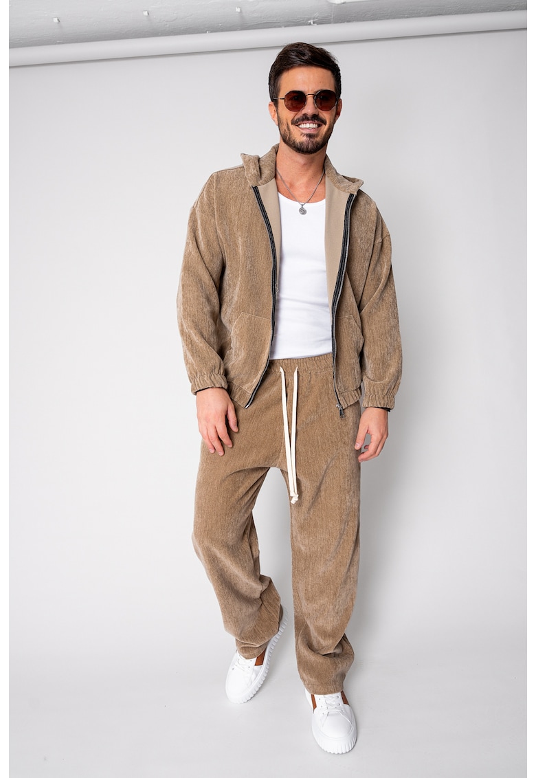 Set Velvet Hanorac cu fermoar si pantalon lung Beige 18633