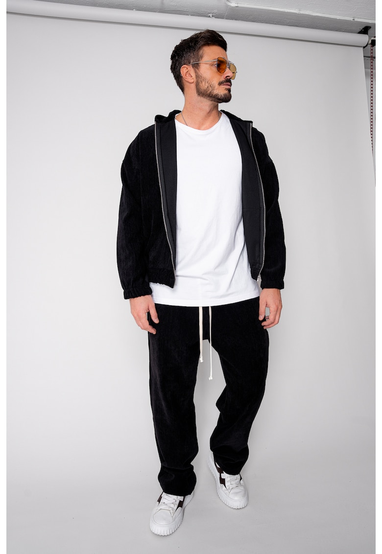 Set Velvet Hanorac cu fermoar si pantalon lung Black 18641