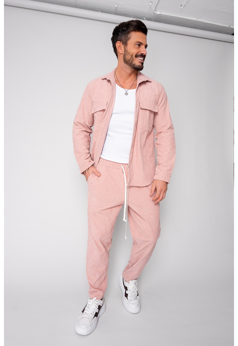 Set Camasa si pantalon lung din reiat Rose 18707 Set Camasa si pantalon lung din reiat Rose 18707