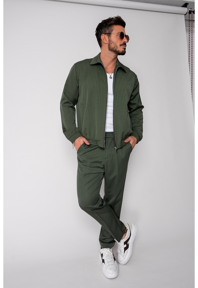 Set Caruso Jacheta cu fermoar si pantalon lung Kaki New 18717