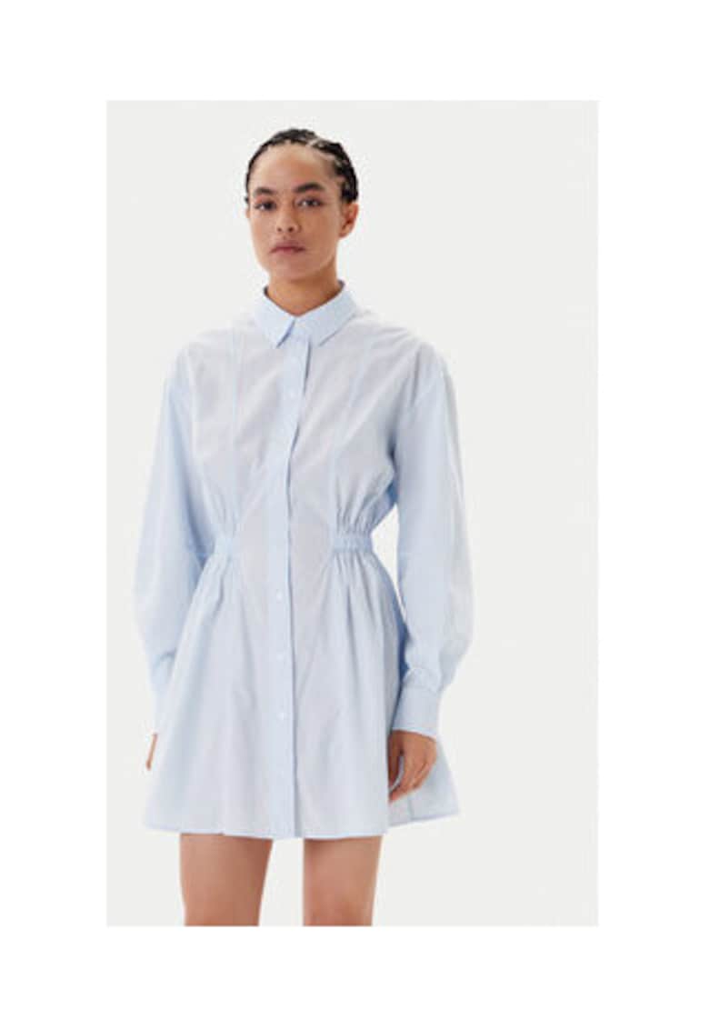 Rochie tip camasa Dama - Albastru - 50% bumbac - 50% bumbac organic -