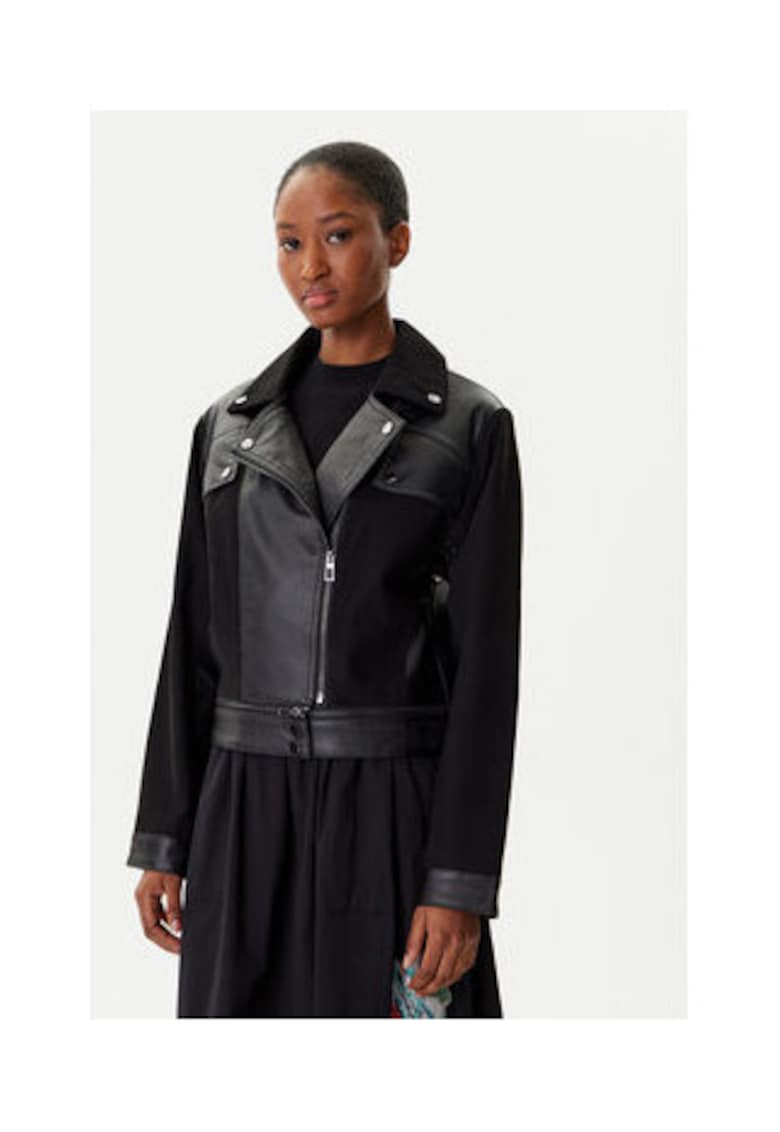 Jacheta dama - neagra - piele ecologica - Negru