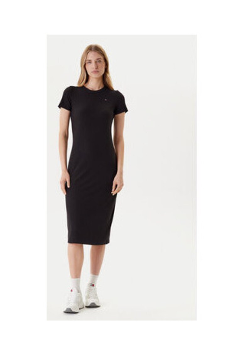 Rochie de zi Dama - Negru - 60% poliester reciclat - 33% viscoza - 7% elastan -