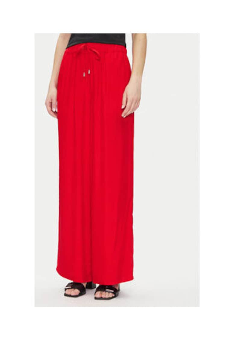 Pantaloni din tesatura pentru femei - Rosu - 100% viscoza - 6