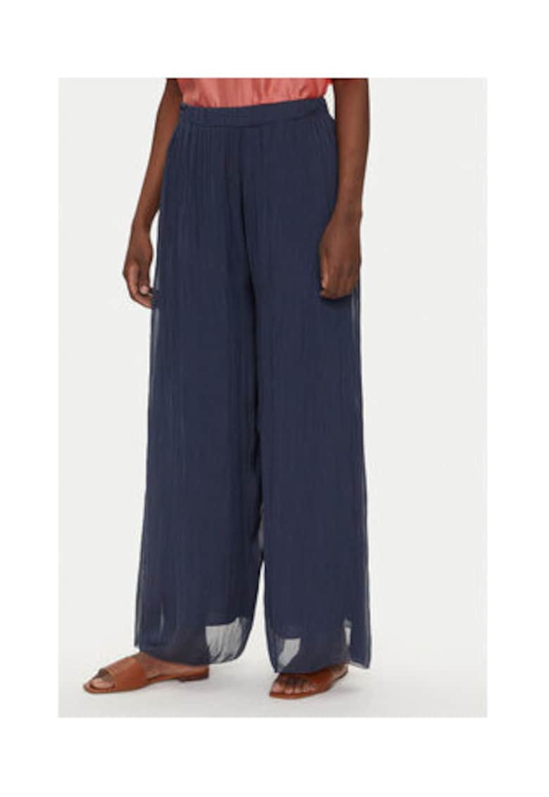 Pantaloni palazzo Dama - Bleumarin - 70% viscoza - 30% matase -