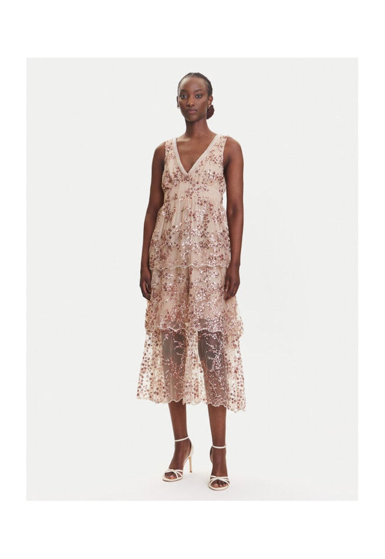 Rochie de cocktail Dama - bej - 100% poliester -