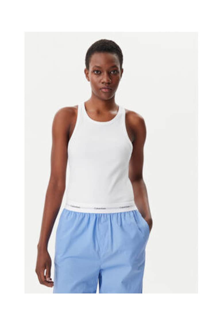 Calvin Klein Underwear Top Dama - Alb - bumbac organic - elastan -