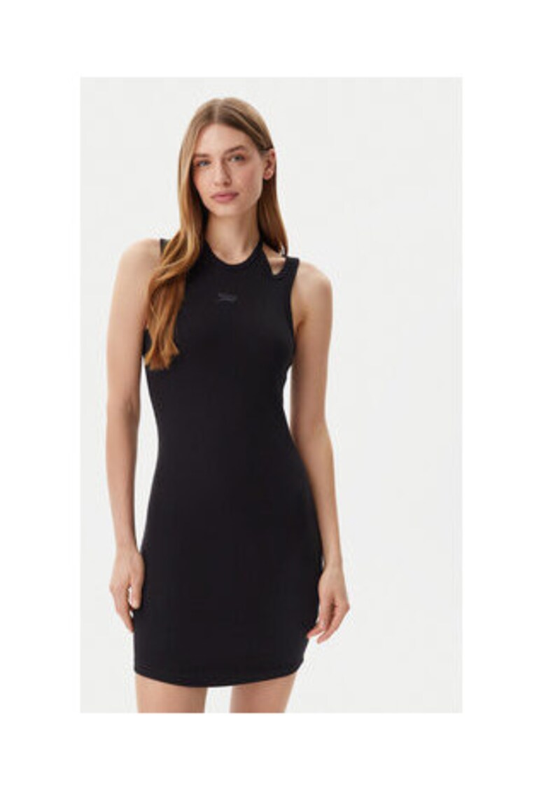 Rochie casual Dama - Negru - 95% bumbac - 5% elastan