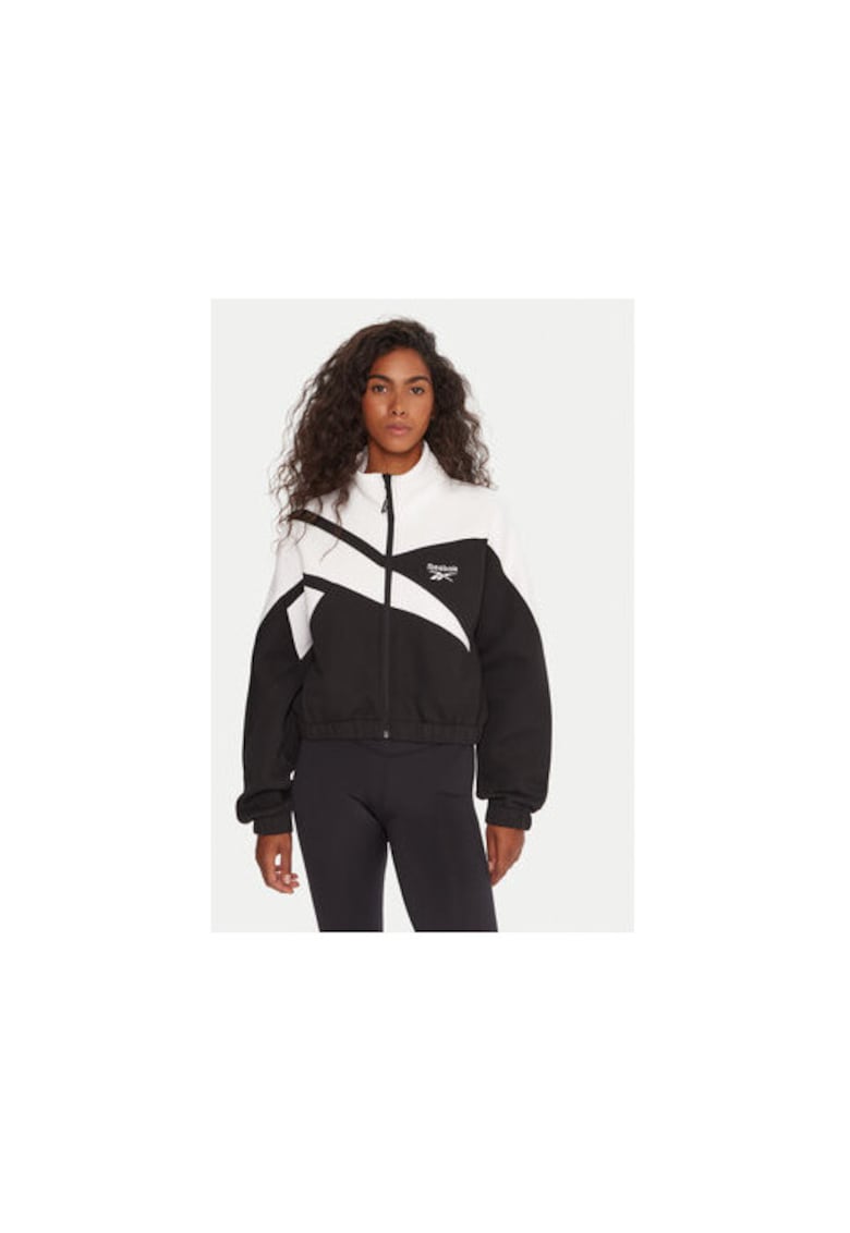 Hanorac sport dama - negru/alb - bumbac/poliester