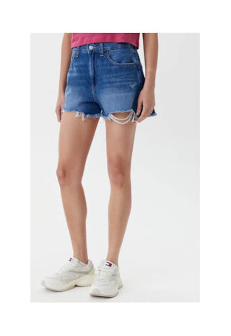 Pantaloni scurti din denim dama - albastru - bumbac/bumbac reciclat -