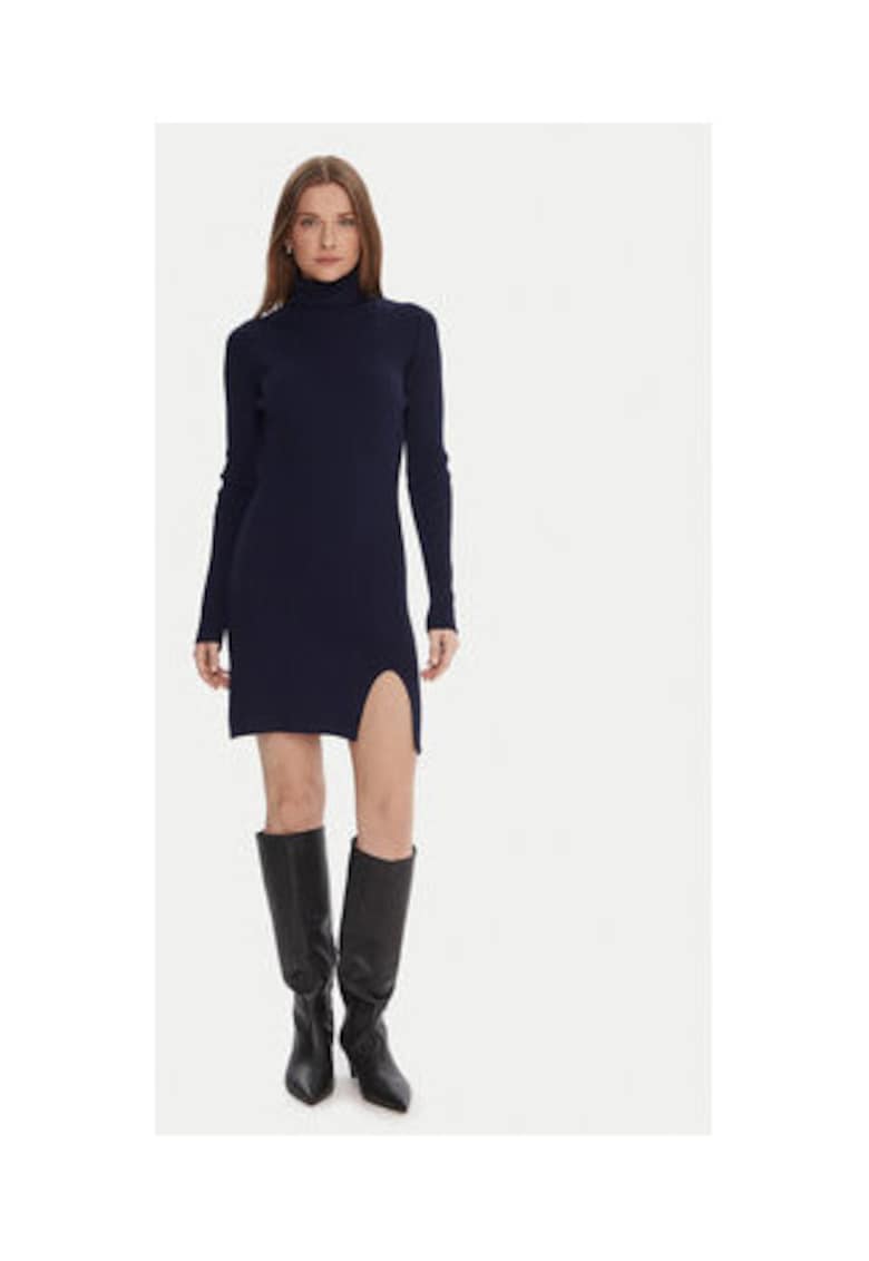 Rochie tricotata de dama - 63% viscoza - 37% poliamida - Bleumarin