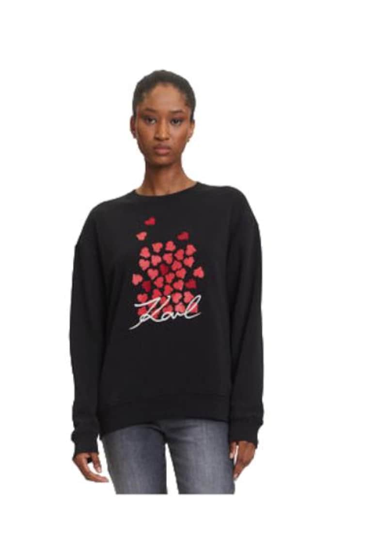Bluza dama - bumbac organic - negru/rosu -