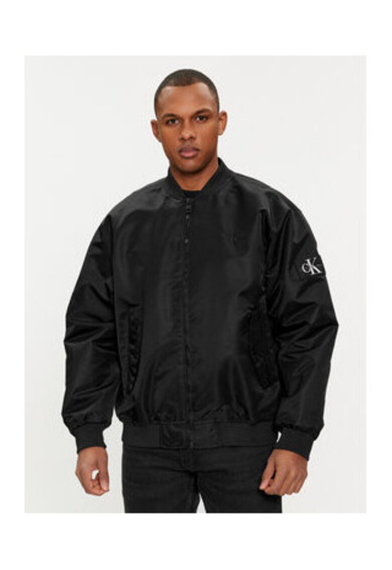 Geaca bomber barbati - negru - 100% poliamida reciclata -