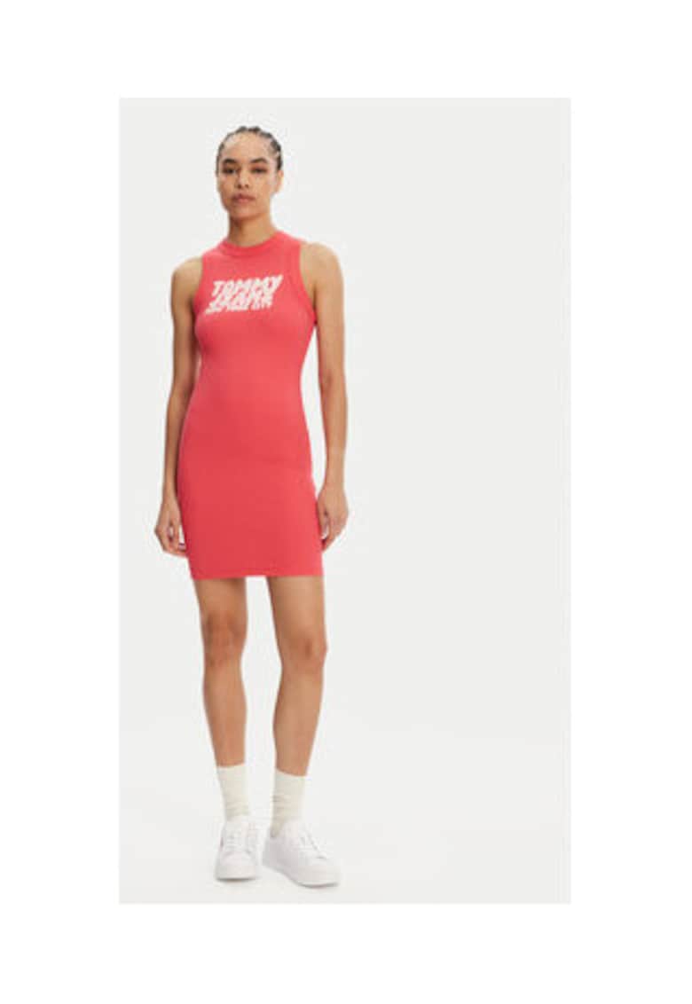 Rochie de zi - coral - 95% bumbac - 5% elastan