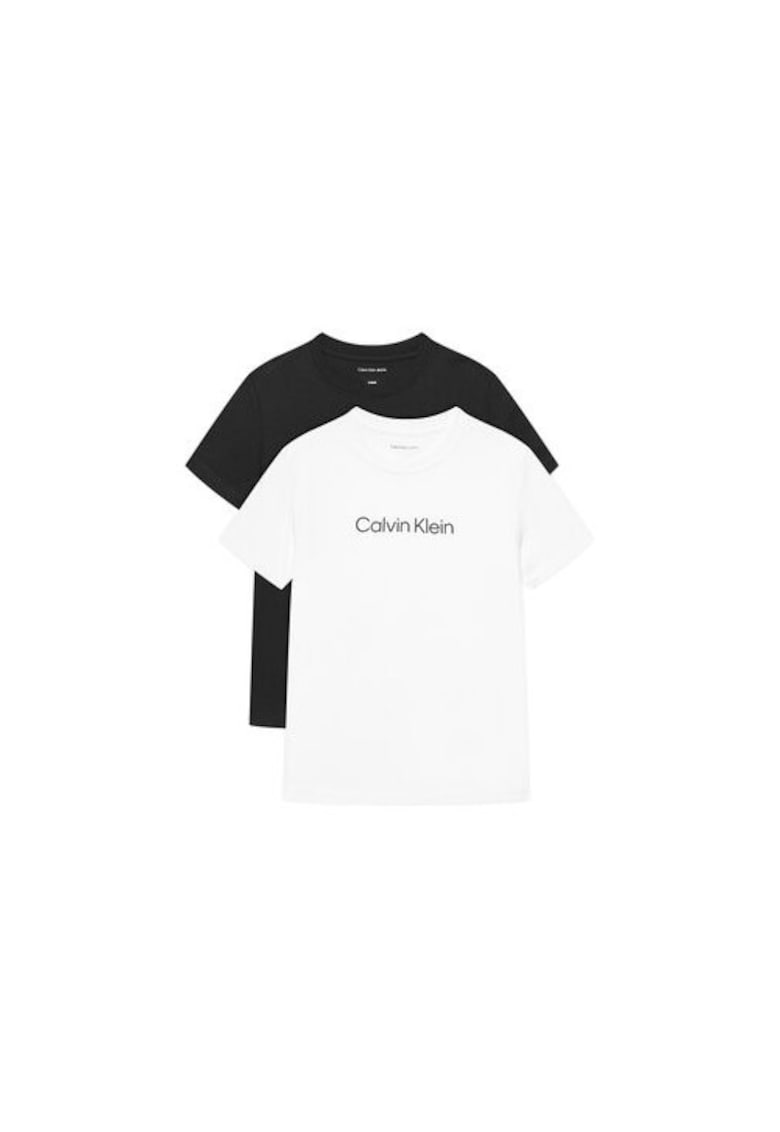Set 2 tricouri unisex copii - alb - negru - bumbac - Alb/Negru