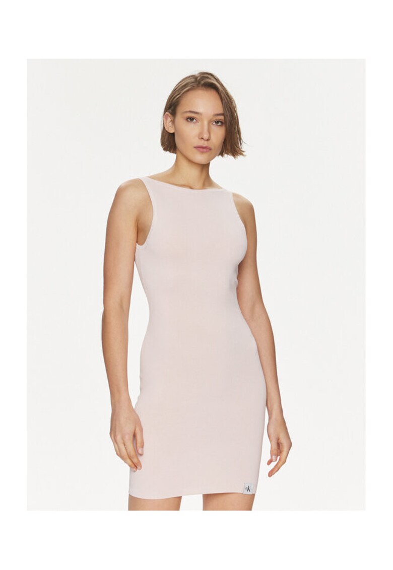 Rochie de vara Dama - roz - 74% viscoza - 22% poliamida - 4% elastan -