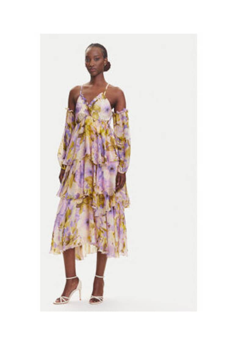 Rochie cocktail Dama - multicolor - 70% viscoza - 30% matase -