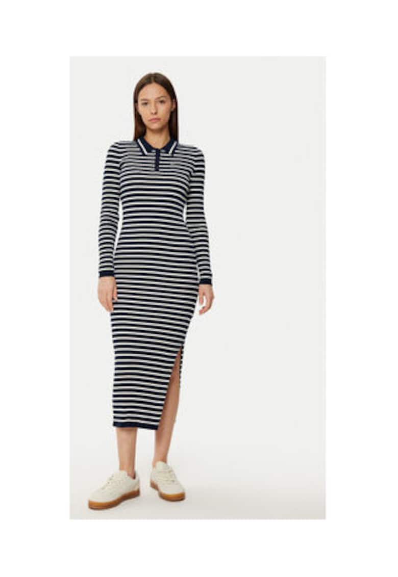 Rochie tricotata - bleumarin - 90% bumbac - 10% lana -