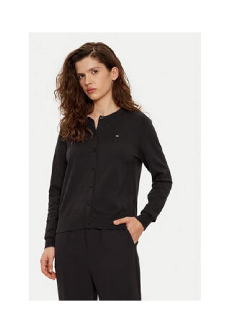 Cardigan dama - Negru - 67% bumbac organic - 33% poliamida -