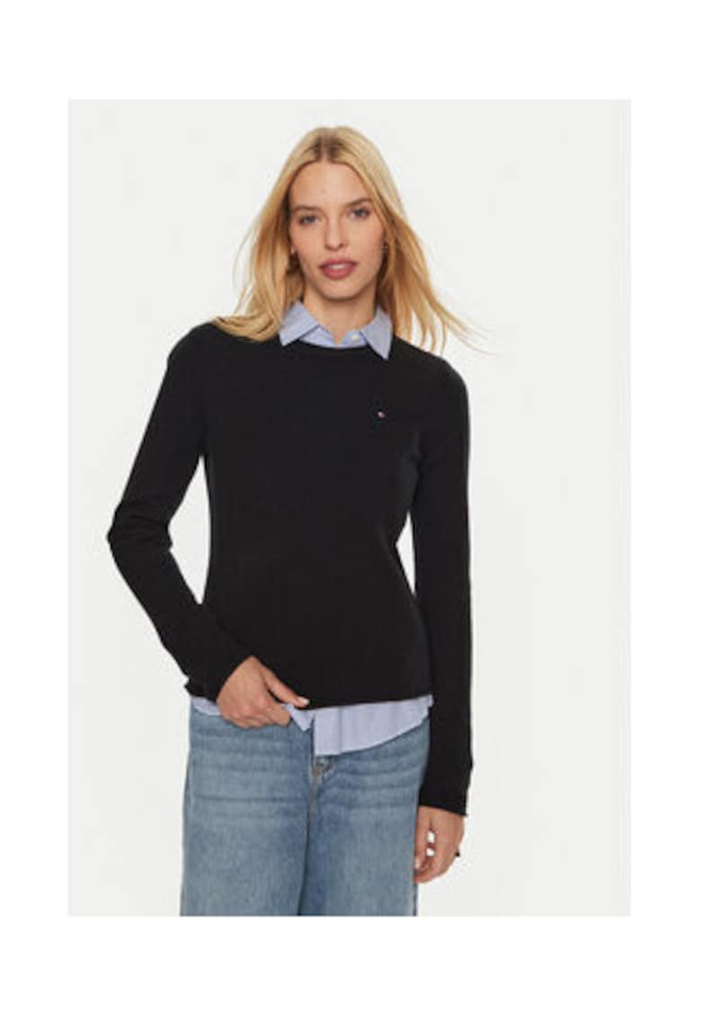 Pulover Dama - Negru - 100% lana reciclata -