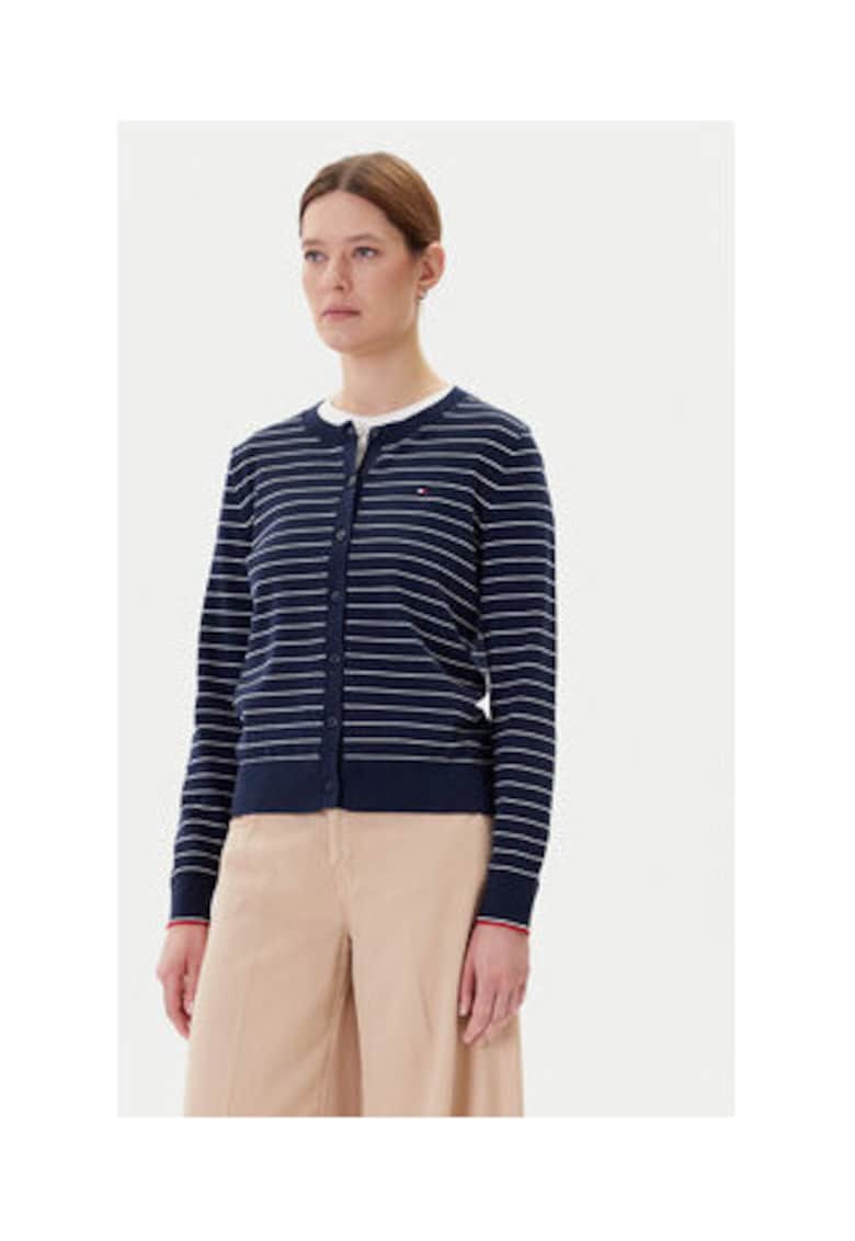 Cardigan dama - bleumarin - 67% bumbac organic - 33% poliamida -