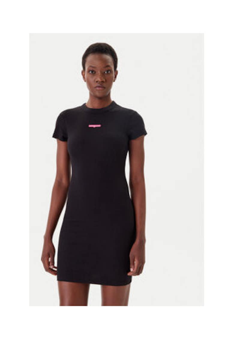 Rochie casual Dama - negru - bumbac-elastan