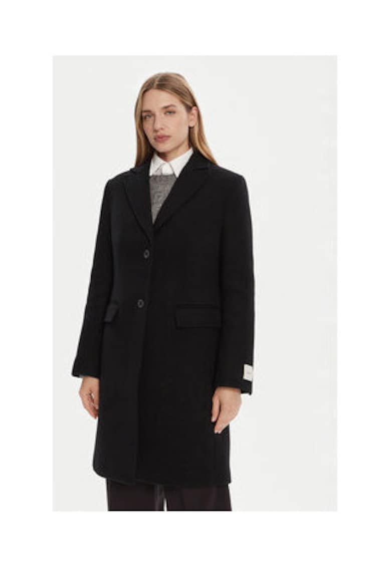 Palton dama - negru - 70% lana reciclata - 30% poliester - Negru