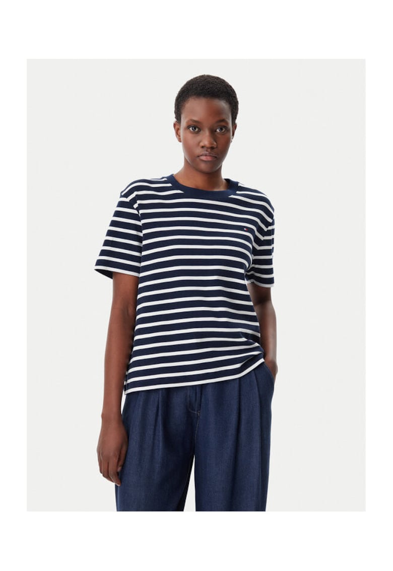 Tricou dama - Bleumarin/Alb