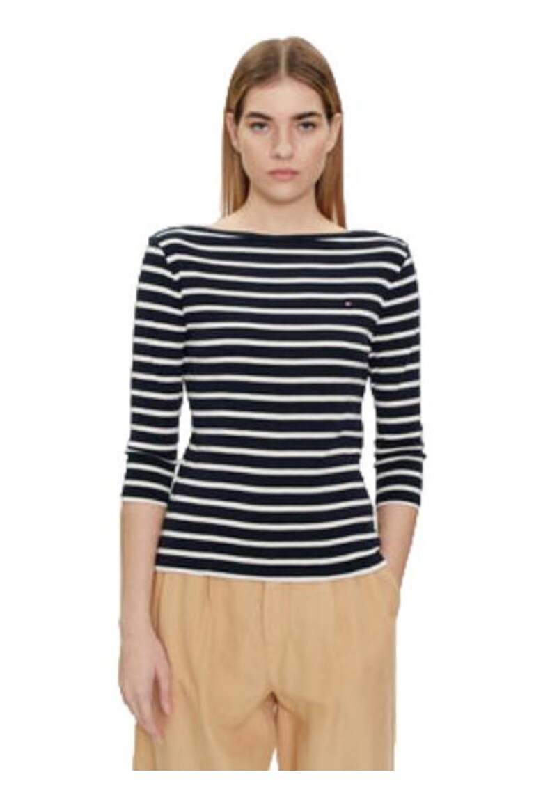 Bluza dama - bumbac - alb/bleumarin