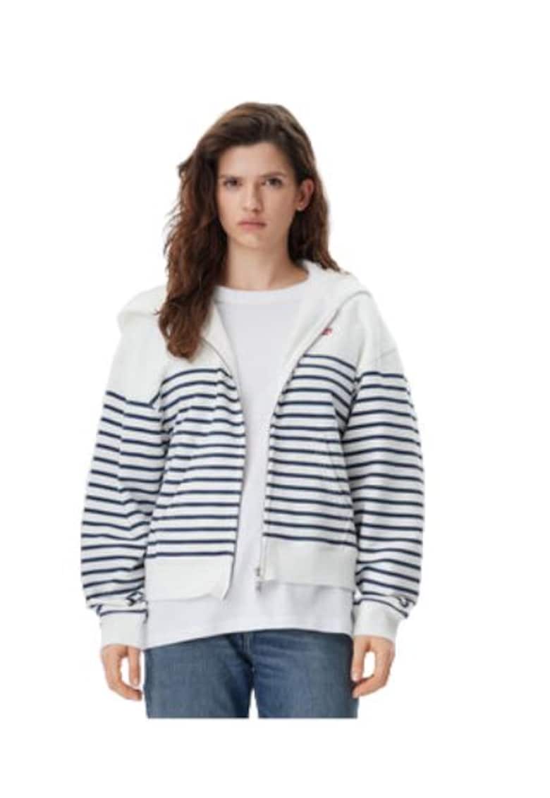 Hanorac dama - bumbac - alb/bleumarin -