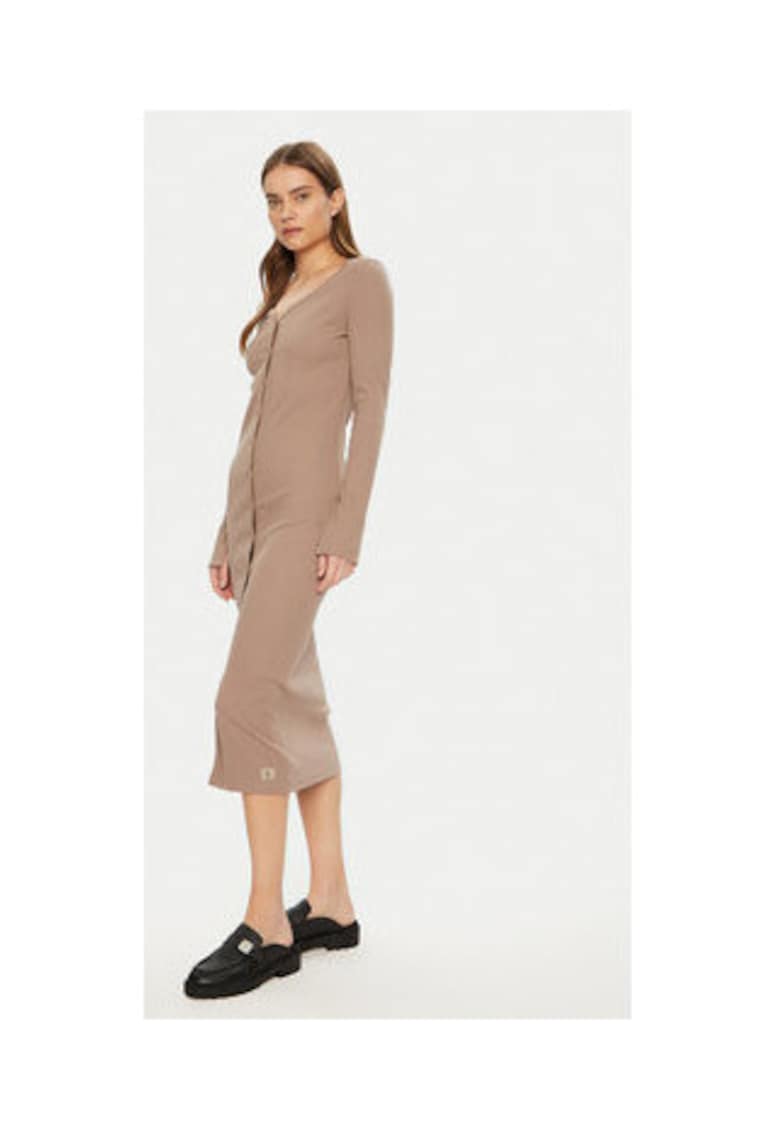 Rochie casual Dama - bej - 94% bumbac - 6% elastan -