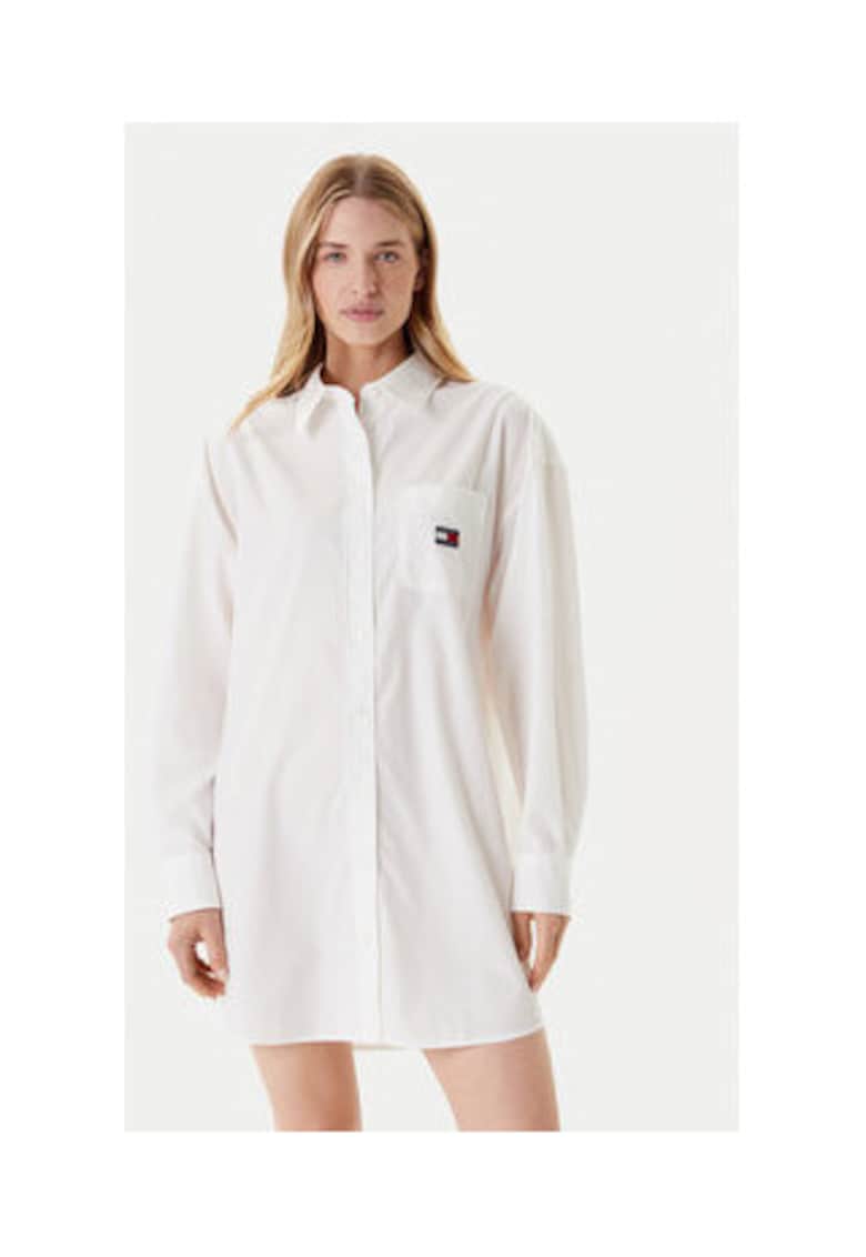 Rochie camasa Dama - Alb - 50% bumbac - 50% bumbac organic -