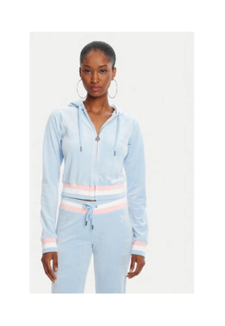 Hanorac dama - Velour Crop - albastru