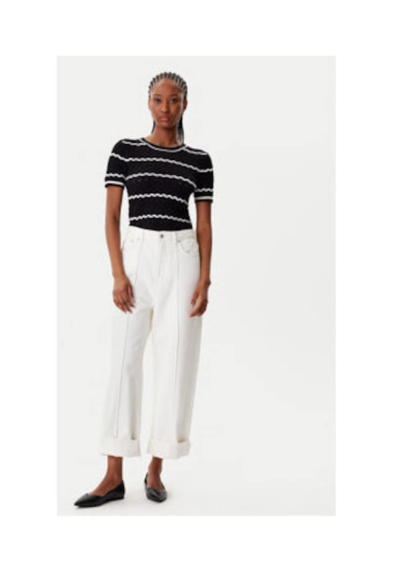 Tricou dama viscoza - negru/alb -