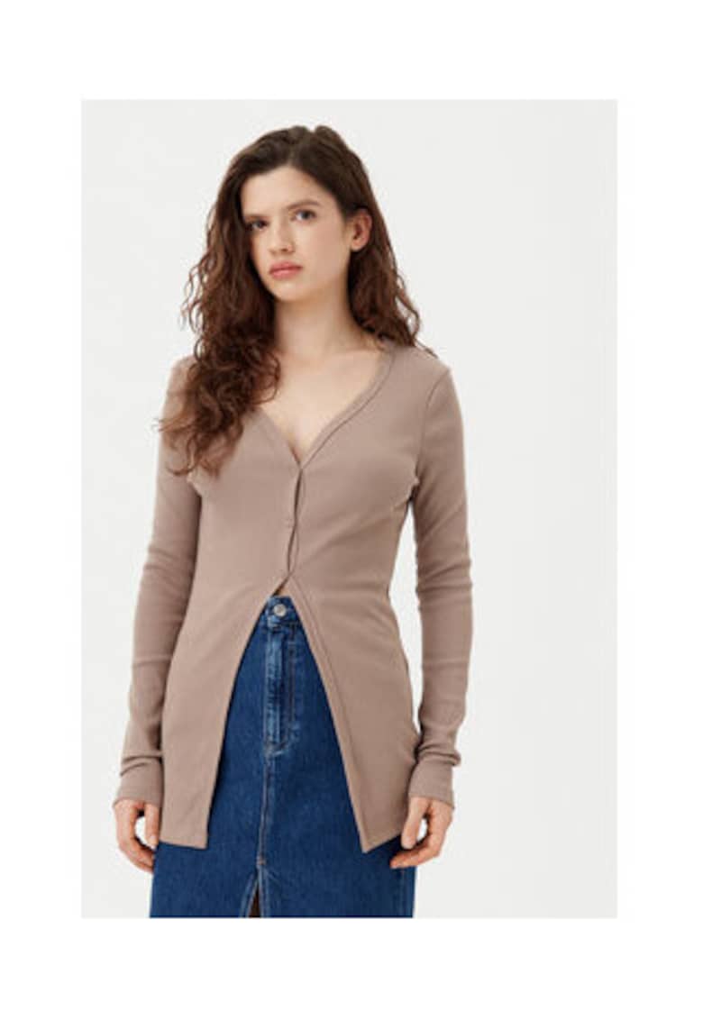 Cardigan dama - bej - bumbac/elastan -
