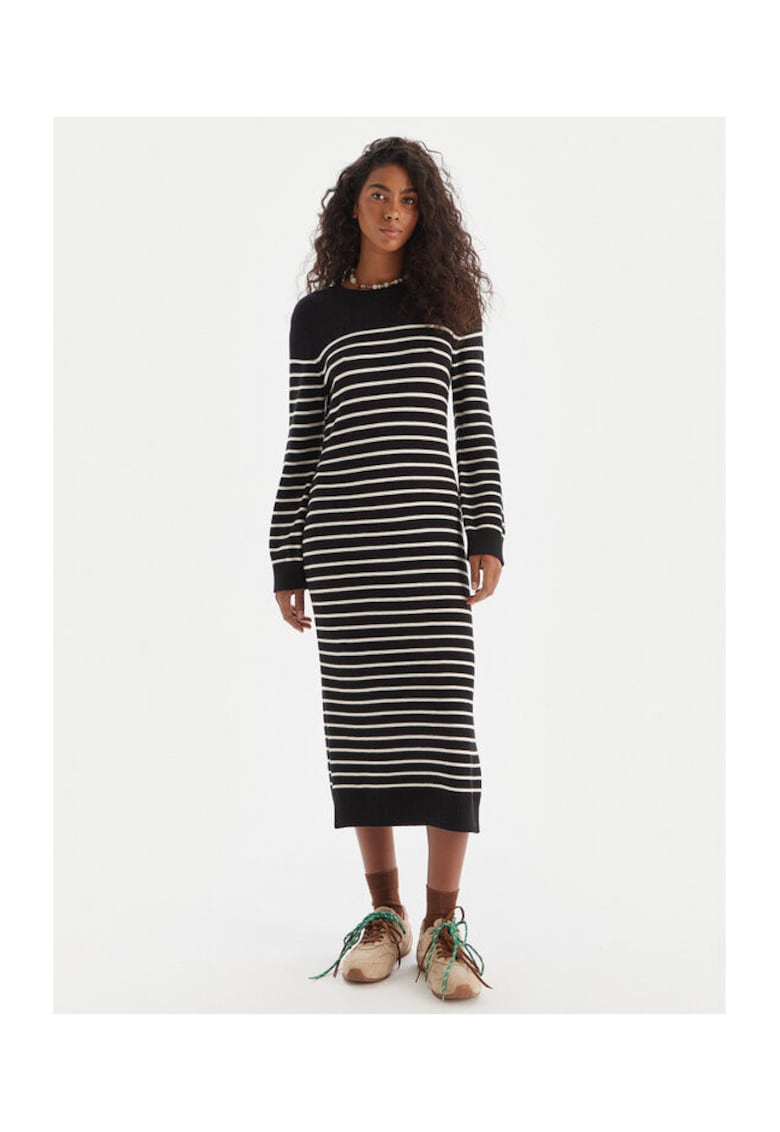 Rochie tricotata de dama - neagra - 52% viscoza - 28% poliester - 20% nailon