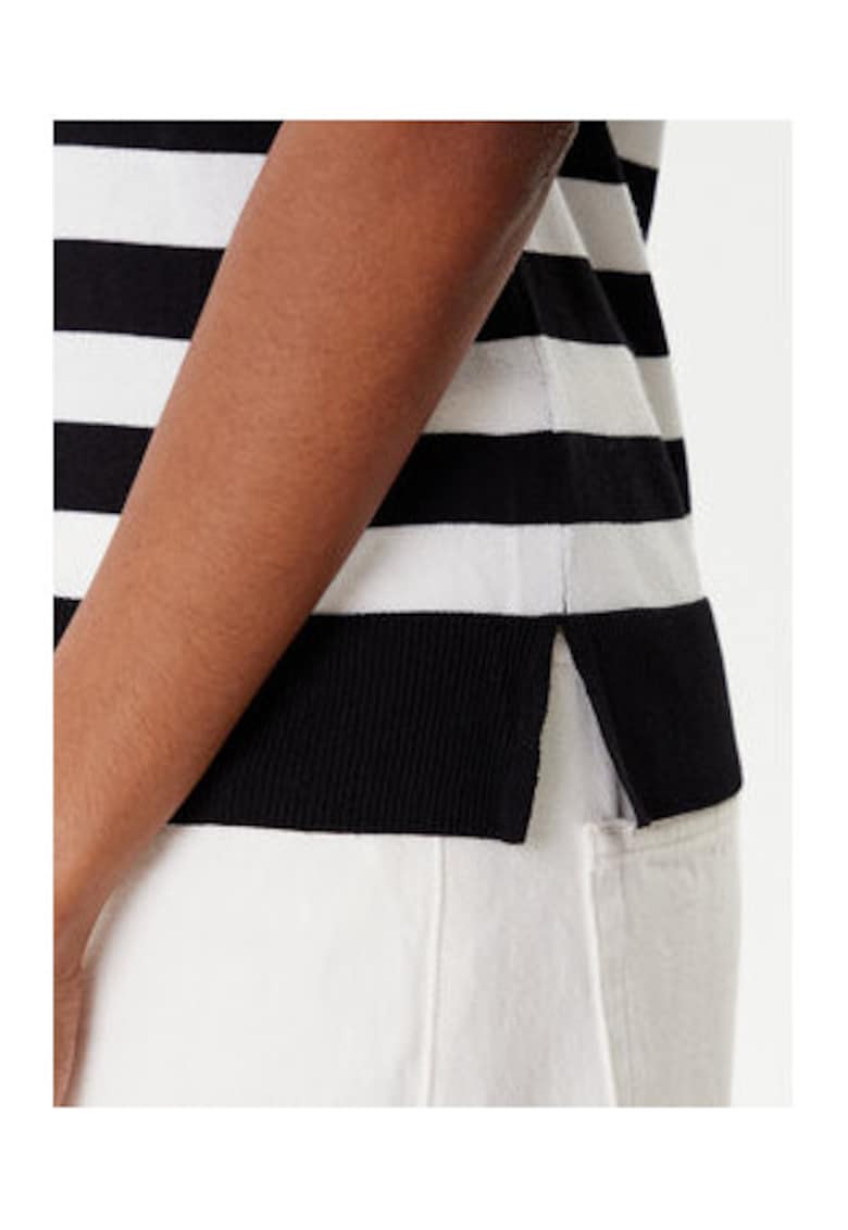 Tricou Dama - Negru - 65% viscoza - 35% poliamida - Alb/Negru