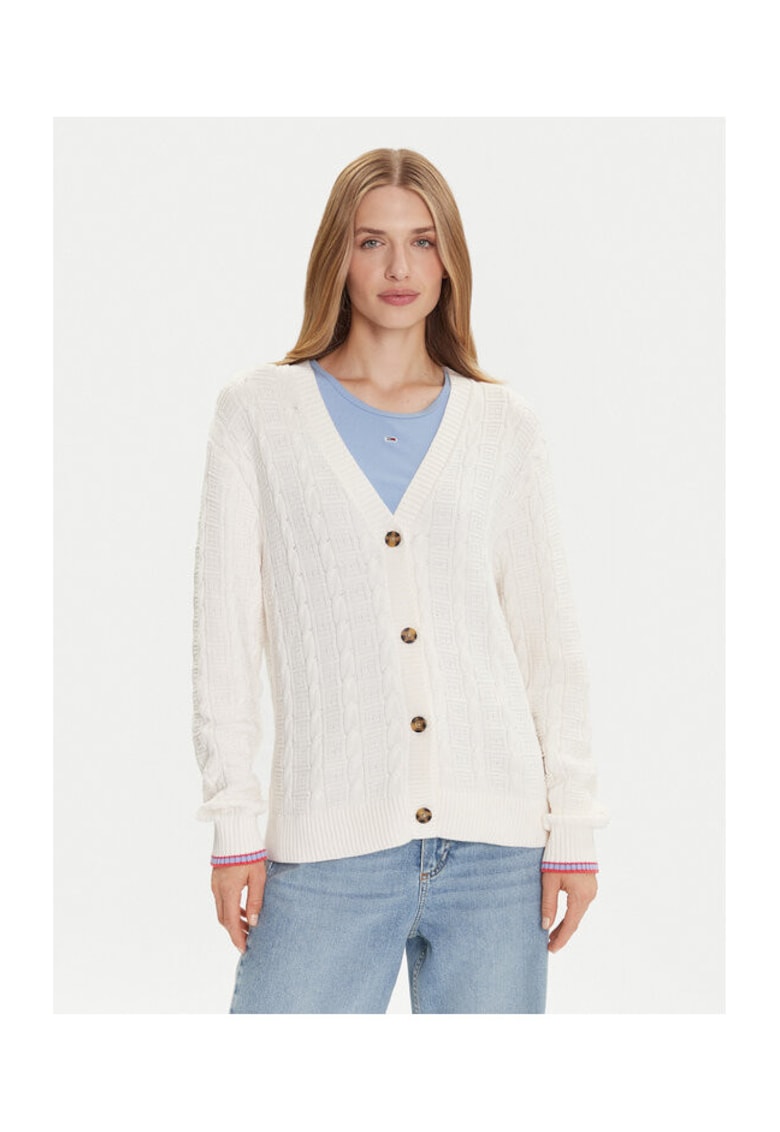 Cardigan dama - Bumbac organic - Ecru
