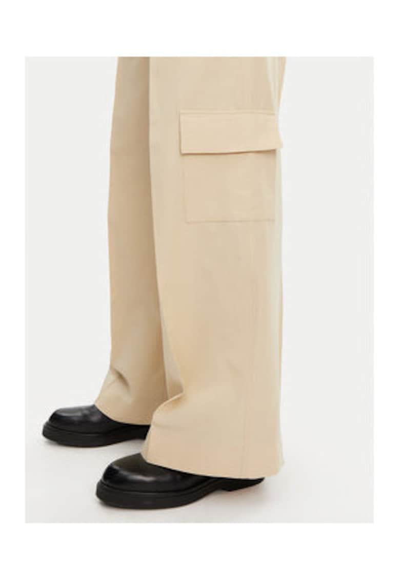 Pantaloni din stofa de dama - Bej - 57% acetat - 43% bumbac -