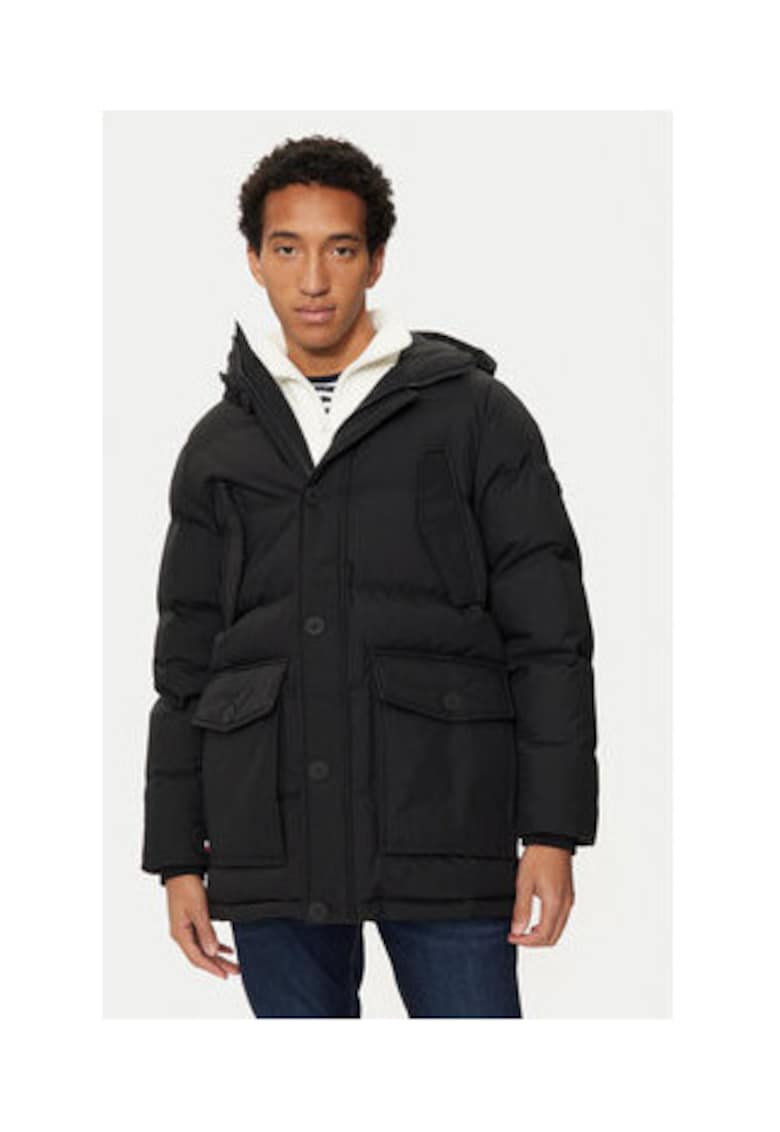 Tommy Hilfiger Geaca de iarna barbati - neagra - 100% nailon reciclat -