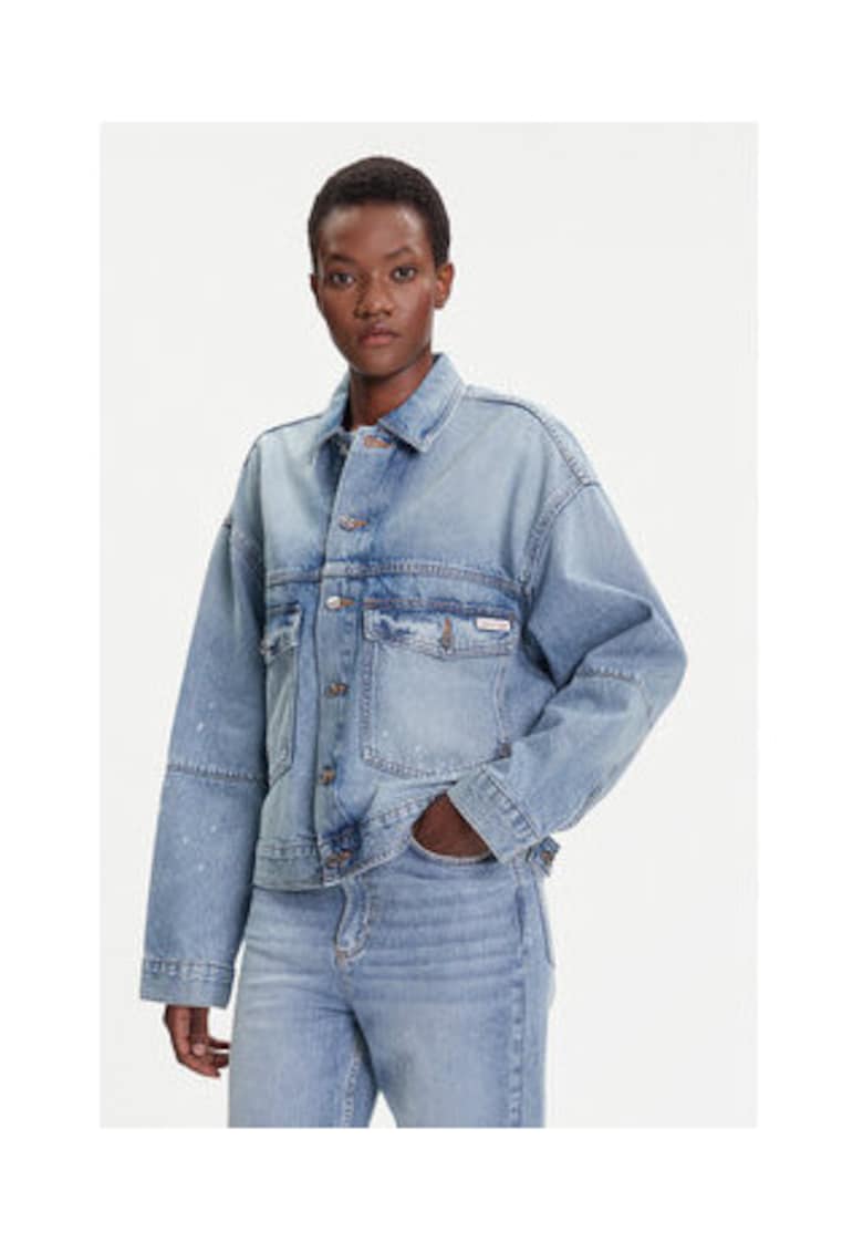 Geaca denim dama - albastru - bumbac -
