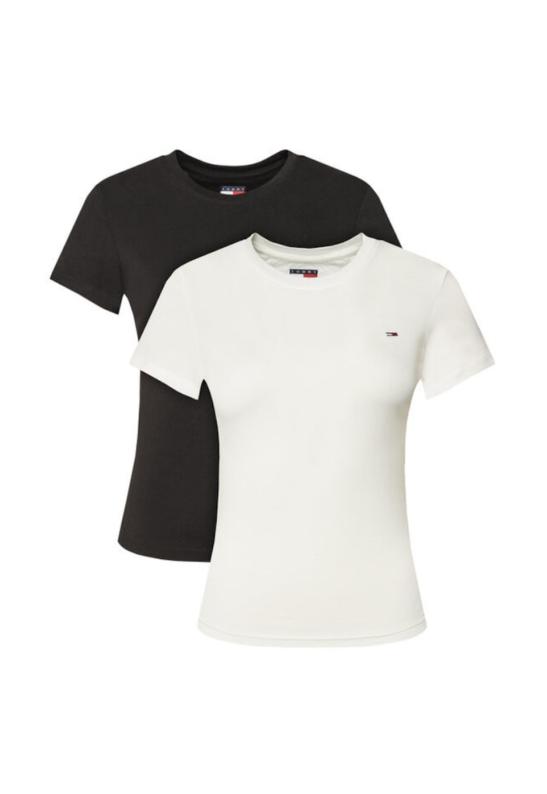 Set 2 tricouri Femei - bumbac - negru/ecru -