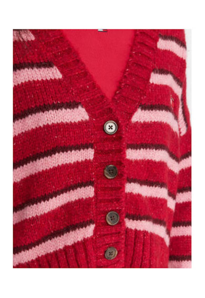 Cardigan de dama - Rosu - 69% acril reciclat - 23% poliester reciclat - 8% lana de alpaca -